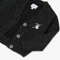 Juicy Couture-Girls Black & Silver Knitted Cardigan with Embroidered Logo | Childrensalon Outlet