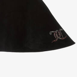 Juicy Couture-Girls Black Velour Diamanté Skirt | Childrensalon Outlet
