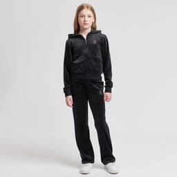 Juicy Couture-Girls Black Velour Flared Joggers | Childrensalon Outlet