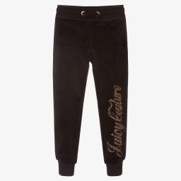 Juicy Couture-Girls Black Velour Joggers | Childrensalon Outlet
