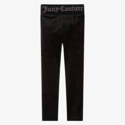 Juicy Couture-Girls Black Velour Joggers with Diamanté Logo | Childrensalon Outlet