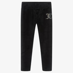 Juicy Couture-Girls Black Velour Leggings | Childrensalon Outlet