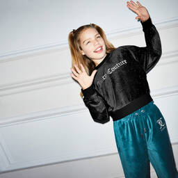 Juicy Couture-Черный велюровый свитшот для девочек | Childrensalon Outlet