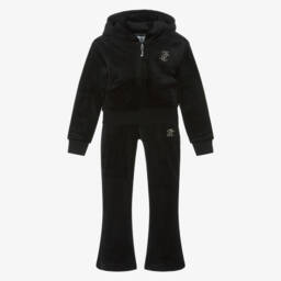 Juicy Couture-Girls Black Velour Tracksuit with Diamanté Logo | Childrensalon Outlet