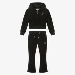 Juicy Couture-Girls Black Velour Tracksuit with Diamanté Logo | Childrensalon Outlet