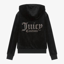 Juicy Couture-Girls Black Velour Zip-Up Top | Childrensalon Outlet