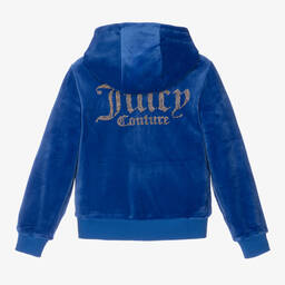 Juicy Couture-Girls Blue Diamanté Zip-Up Hoodie | Childrensalon Outlet