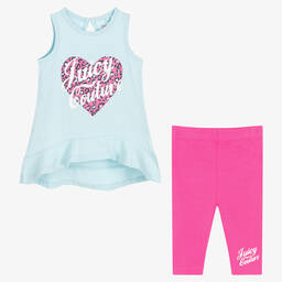 Juicy Couture-Girls Blue & Pink Leggings Set | Childrensalon Outlet