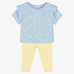 Juicy Couture-Girls Blue Top & Yellow Leggings Set | Childrensalon Outlet