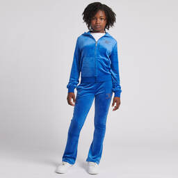 Juicy Couture-Girls Blue Velour Flared Joggers | Childrensalon Outlet