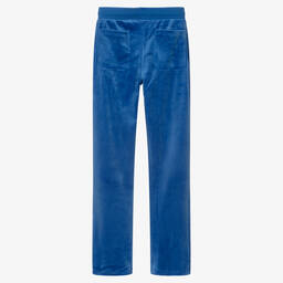 Juicy Couture-Girls Blue Velour Flared Joggers | Childrensalon Outlet