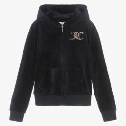 Juicy Couture-هودي مخملي أزرق فاخر للبنات | Childrensalon Outlet