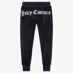 Juicy Couture-Girls Blue Velour Logo Joggers | Childrensalon Outlet