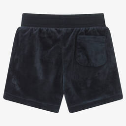 Juicy Couture-Girls Blue Velour Logo Shorts | Childrensalon Outlet