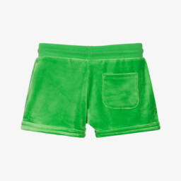 Juicy Couture-Girls Bright Green Velour Shorts with Diamanté Logo | Childrensalon Outlet