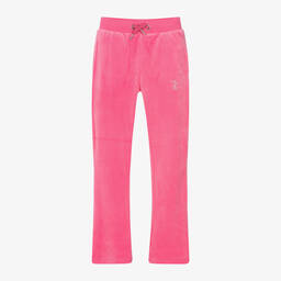 Juicy Couture-Girls Bright Pink Flared Velour Joggers | Childrensalon Outlet