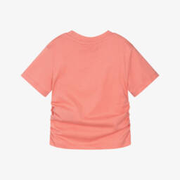 Juicy Couture-Girls Coral Pink Cotton T-Shirt with Diamanté Logo | Childrensalon Outlet