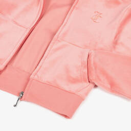 Juicy Couture-Girls Coral Pink Velour Zip-Up Top | Childrensalon Outlet
