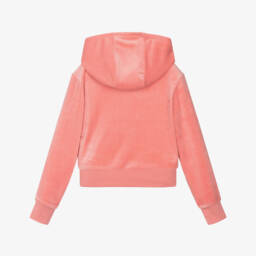 Juicy Couture-Girls Coral Pink Velour Zip-Up Top | Childrensalon Outlet