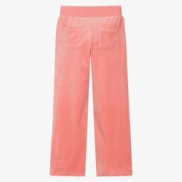 Juicy Couture-Girls Coral Pink Wide Leg Velour Joggers | Childrensalon Outlet
