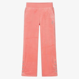 Juicy Couture-Girls Coral Pink Wide Leg Velour Joggers | Childrensalon Outlet