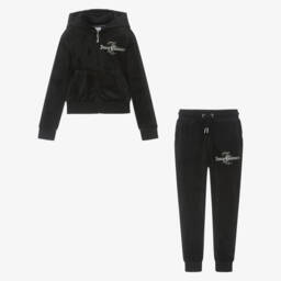 Juicy Couture-Girls Elegant Black Velour Ensemble | Childrensalon Outlet