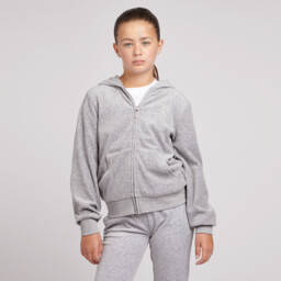 Juicy Couture-Girls Glam Grey Diamanté Hoodie | Childrensalon Outlet