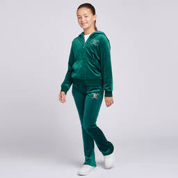 Juicy Couture-Girls Green Velour Flared Joggers | Childrensalon Outlet
