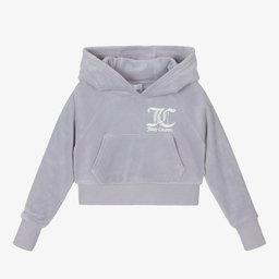 Juicy Couture-Girls Grey Velour Hoodie | Childrensalon Outlet