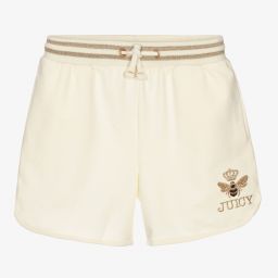 Juicy Couture-Girls Ivory Cotton Shorts | Childrensalon Outlet