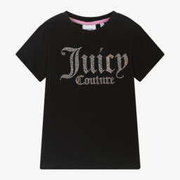 Juicy Couture-Girls Jet Black Cotton Tee | Childrensalon Outlet