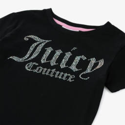 Juicy Couture-Girls Jet Black Cotton Tee | Childrensalon Outlet