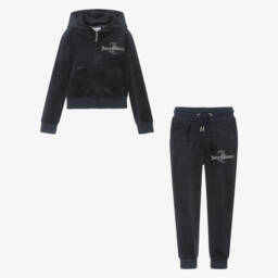Juicy Couture-Girls Luxurious Blue Velour Set | Childrensalon Outlet