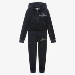 Juicy Couture-Girls Luxurious Blue Velour Set | Childrensalon Outlet