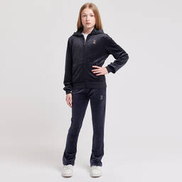 Juicy Couture-Girls Navy Blue Velour Zip-Up Top | Childrensalon Outlet