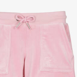 Juicy Couture-Girls Pastel Pink Velour Shorts with Embroidered Logo | Childrensalon Outlet