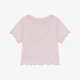 Juicy Couture-Girls Pink Cotton T-Shirt with Rainbow Lettuce Hem | Childrensalon Outlet