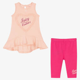 Juicy Couture-Girls Pink Logo Leggings Set | Childrensalon Outlet