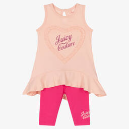 Juicy Couture-Girls Pink Logo Leggings Set | Childrensalon Outlet