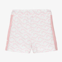 Juicy Couture-Girls Pink & White Cotton Logo Shorts | Childrensalon Outlet