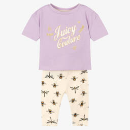 Juicy Couture-Girls Purple Top & Ivory Leggings Set | Childrensalon Outlet