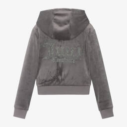 Juicy Couture-Блестящий велюровый худи угольного цвета для девочек | Childrensalon Outlet