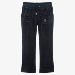 Juicy Couture-Girls Soft Navy Velour Trousers | Childrensalon Outlet
