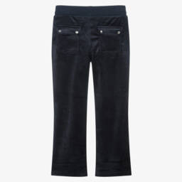 Juicy Couture-Girls Soft Navy Velour Trousers | Childrensalon Outlet