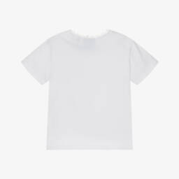 Juicy Couture-Girls White Cotton T-Shirt with Diamanté Logo | Childrensalon Outlet