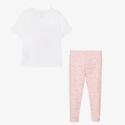 Juicy Couture-Girls White & Pink Cotton Leggings Set | Childrensalon Outlet