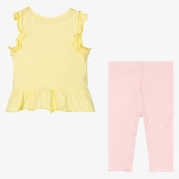 Juicy Couture-Girls Yellow Top & Pink Leggings Set | Childrensalon Outlet