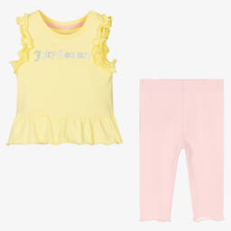 Juicy Couture-Girls Yellow Top & Pink Leggings Set | Childrensalon Outlet