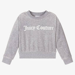 Juicy Couture-Grey Logo Velour Sweatshirt | Childrensalon Outlet