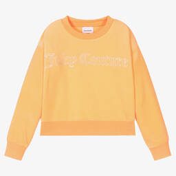 جوسي كوتور-Orange Velour Logo Sweatshirt | Childrensalon Outlet